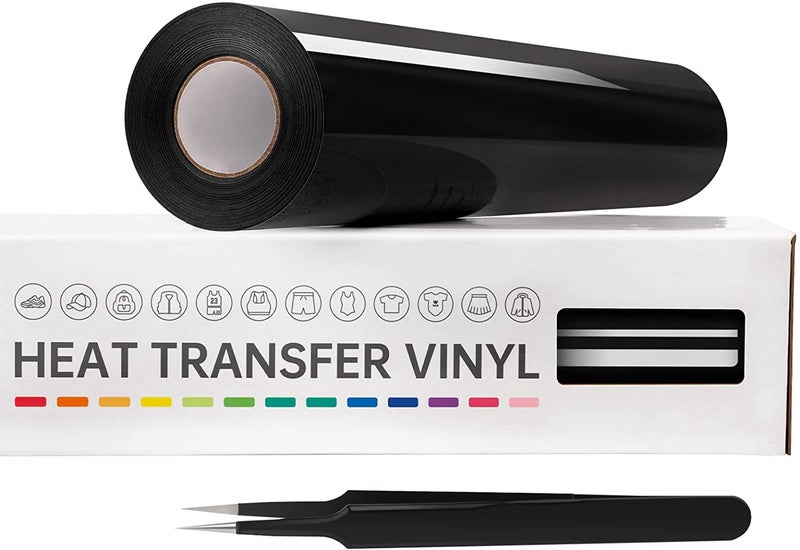 VinylRus فينيل نقل الحرارة من VinylRus - 12 × 25 قدم حديد أسود على لفافة الفينيل للقمصان HTV فينيل للصور الظلية Cameo Cricut سهلة القطع والأعشاب - Image 1
